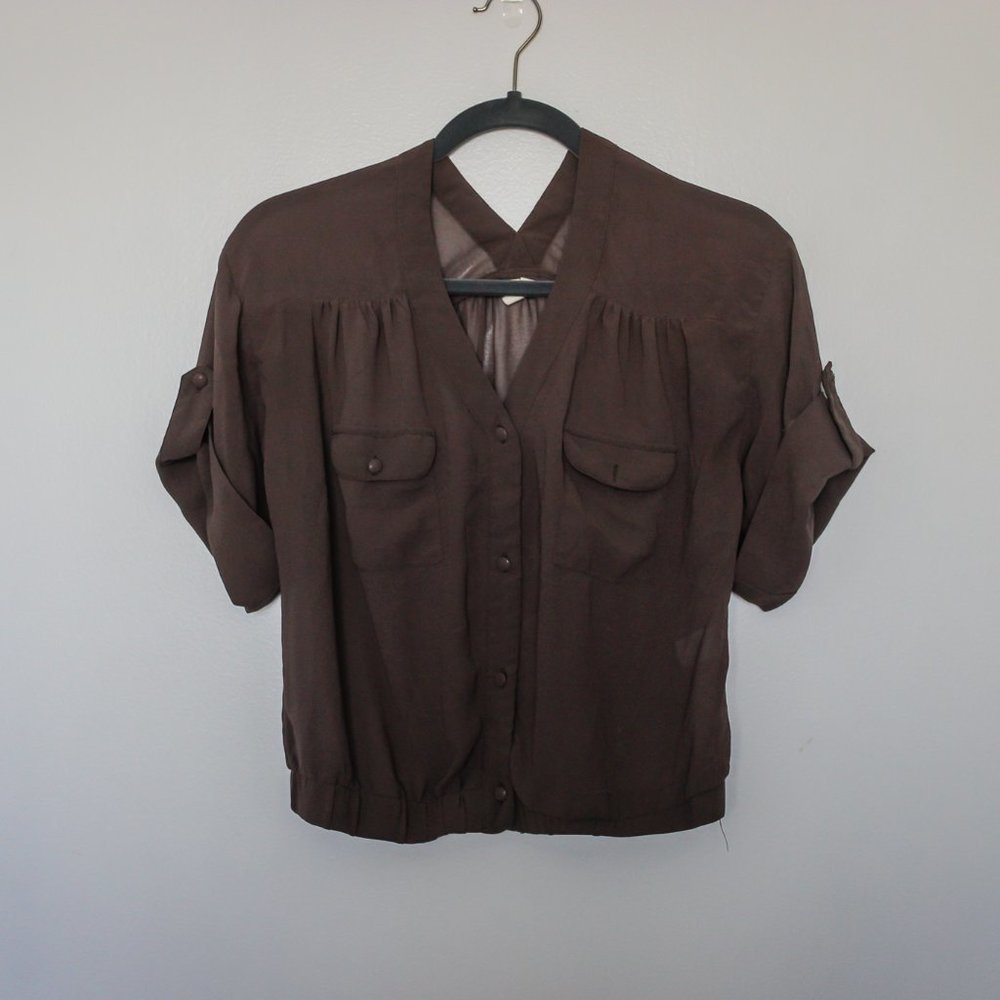 Mind Code brown sheer top